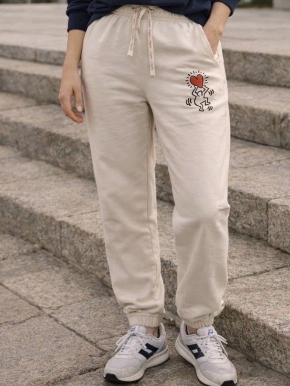 Keith Haring Ivory Jogger Lounge Comfy Sweatpants